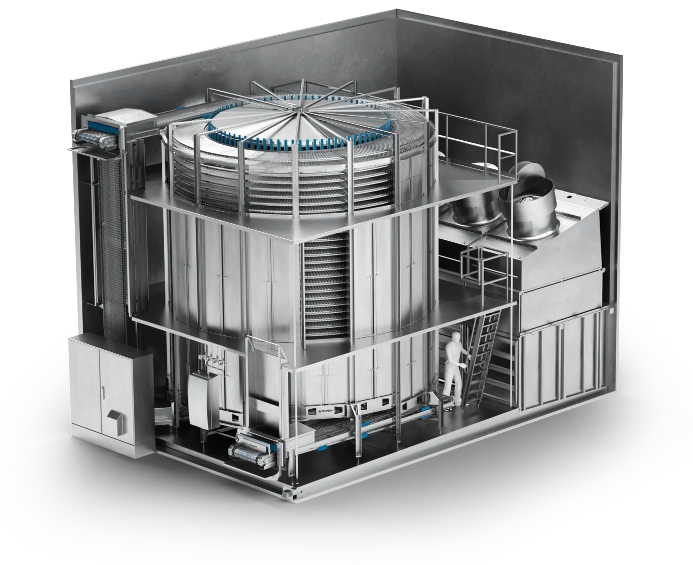 Heinen arctic spiral freezing system, sectional view