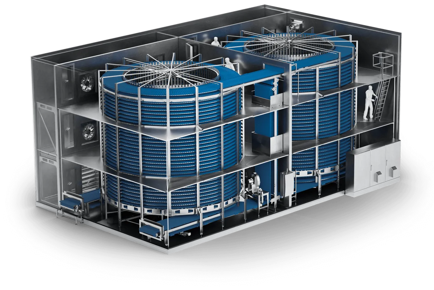 Heinen proofline spiral proofer for the bakery industry, sectional view